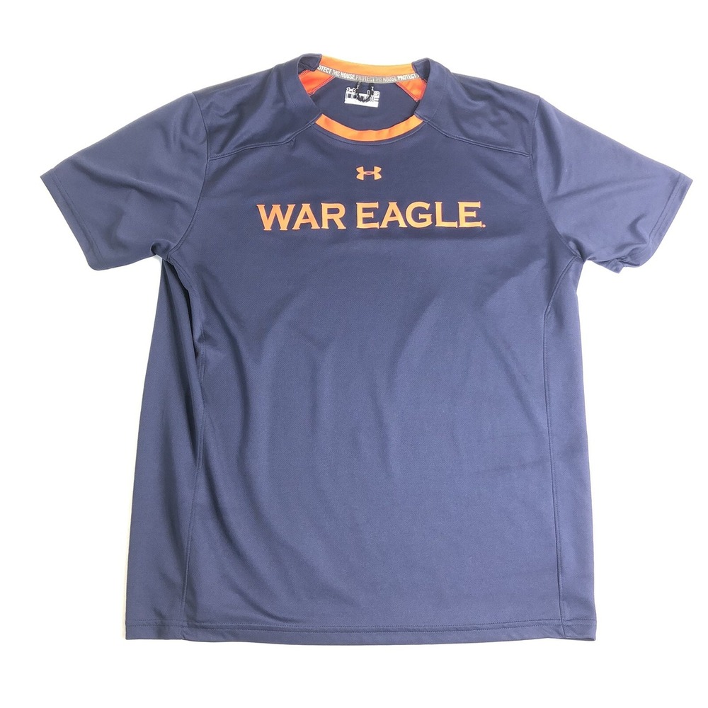 Mens Size Large Blue Heat Gear Under Armour Logo T Shirt C5